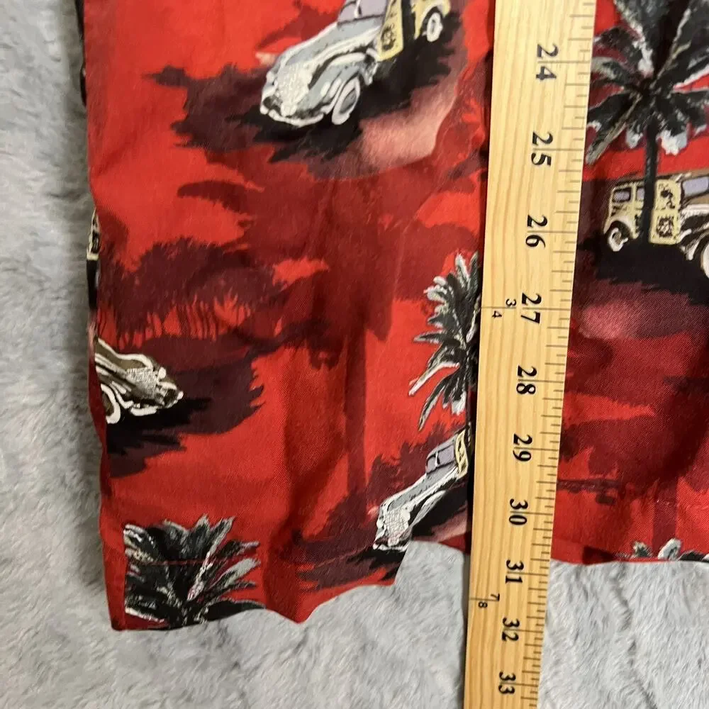 Vintage Imprints Hawaiian Shirt Mens XL Red Palm Trees Classic Aloha Beach Rayon